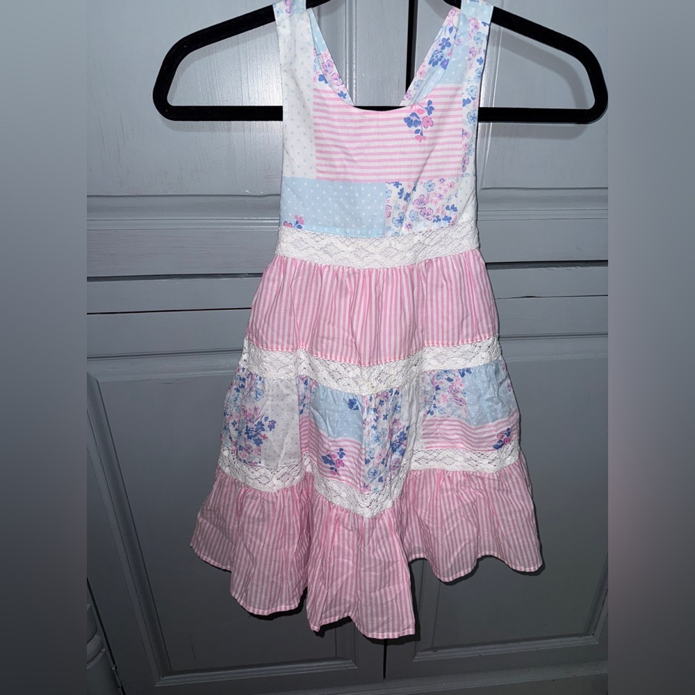 Tommy Bahama Girls Dress Size 6 Blue Pink Floral Sleeveless Round Neck - Picture 2 of 6